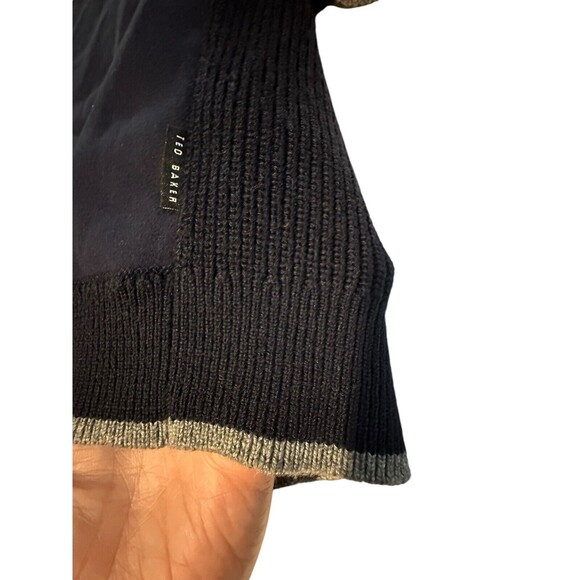 TED BAKER London Wool 6 2XL Crewneck Sweater Sweatshirt Navy Ribbed Men #IJ11-5 - Picture 6 of 12